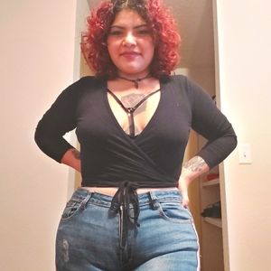 Deep V Neck Wrap Top